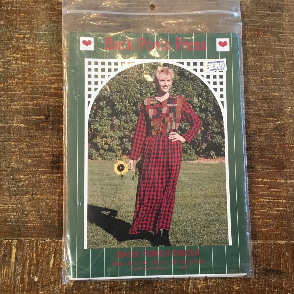 Back Porch Sewing Pattern Womens Patchwork Dress Artsy Whimsical 6-22 UNCUT